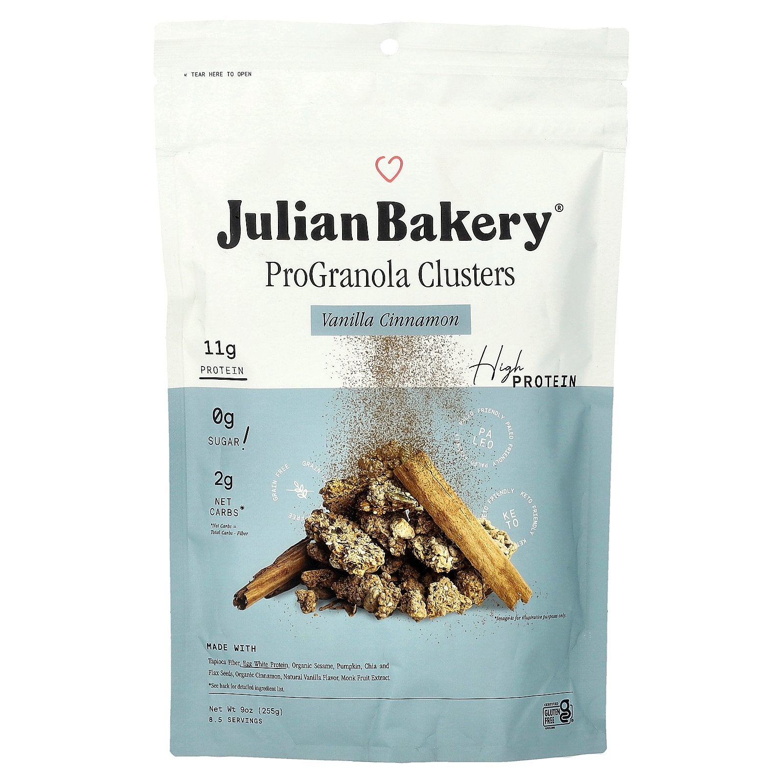 Julian Bakery, ProGranola Clusters, Vanilla Cinnamon, 9 oz (255 g)