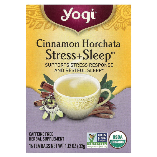 Yogi Tea, Stress + Sleep™, Cinnamon Horchata, Caffeine Free, 16 Tea Bags, 1.12 oz (32 g)