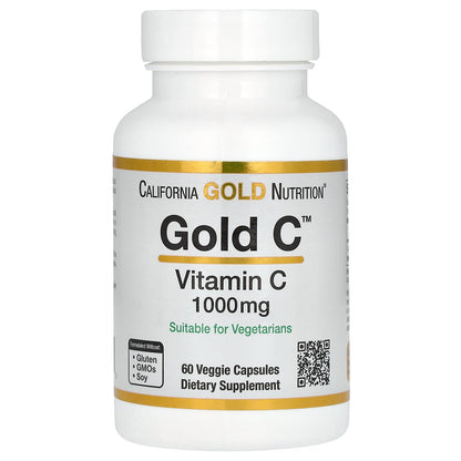 California Gold Nutrition, Gold C, USP Grade Vitamin C, 1,000 mg, 60 Veggie Capsules