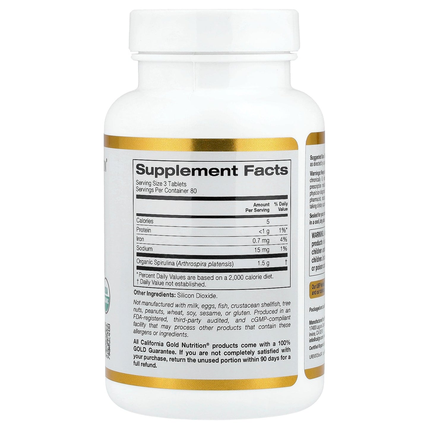 California Gold Nutrition, Organic Spirulina, 240 Tablets (500 mg per Tablet)