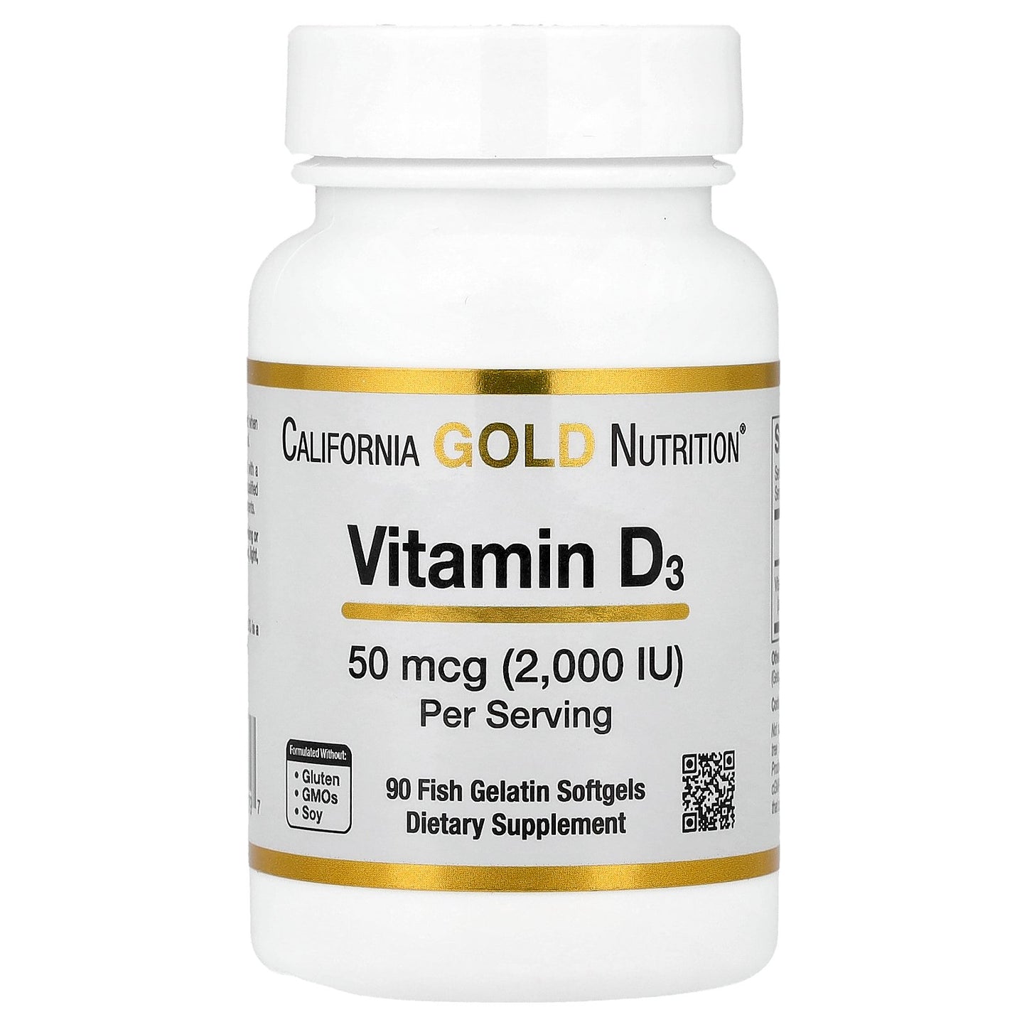California Gold Nutrition, Vitamin D3, 50 mcg (2,000 IU), 90 Fish Gelatin Softgels