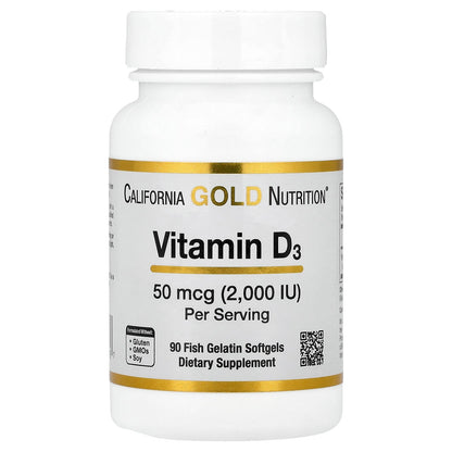 California Gold Nutrition, Vitamin D3, 50 mcg (2,000 IU), 90 Fish Gelatin Softgels