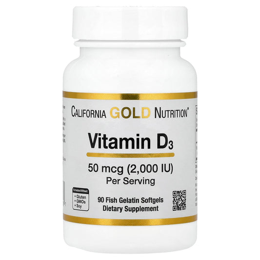 California Gold Nutrition, Vitamin D3, 50 mcg (2,000 IU), 90 Fish Gelatin Softgels