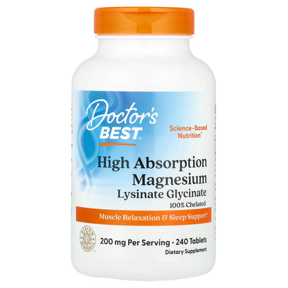 Doctor's Best, High Absorption Magnesium, 200 mg, 240 Tablets (100 mg Per Tablet)