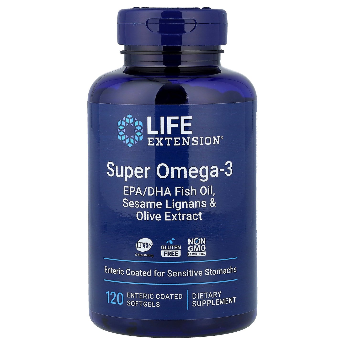 Life Extension, Super Omega-3, EPA/DHA Fish Oil, Sesame Lignans & Olive Extract, 120 Enteric Coated Softgels