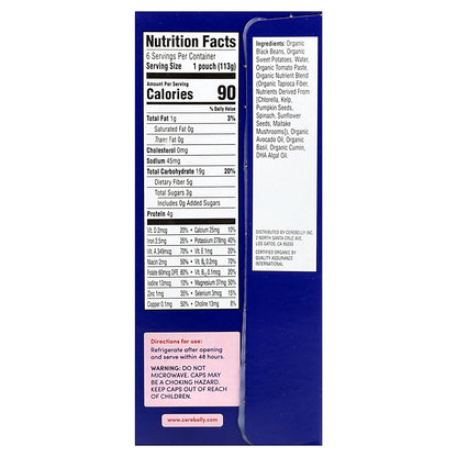 Cerebelly, Organic Baby Puree, Black Bean Sweet Potato with Avocado Oil, 6 Pouches, 4 oz (113 g Each)