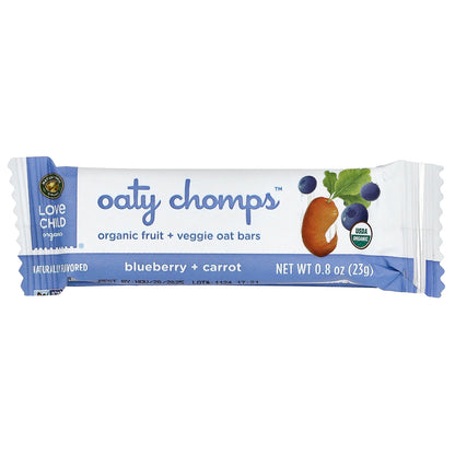 Love Child Organics, Nature's Path, Oaty Chomps™ Organic Bars, 12+ Months, Blueberry + Carrot, 5 Individually Wrapped Bars, 0.8 oz (23 g) Each