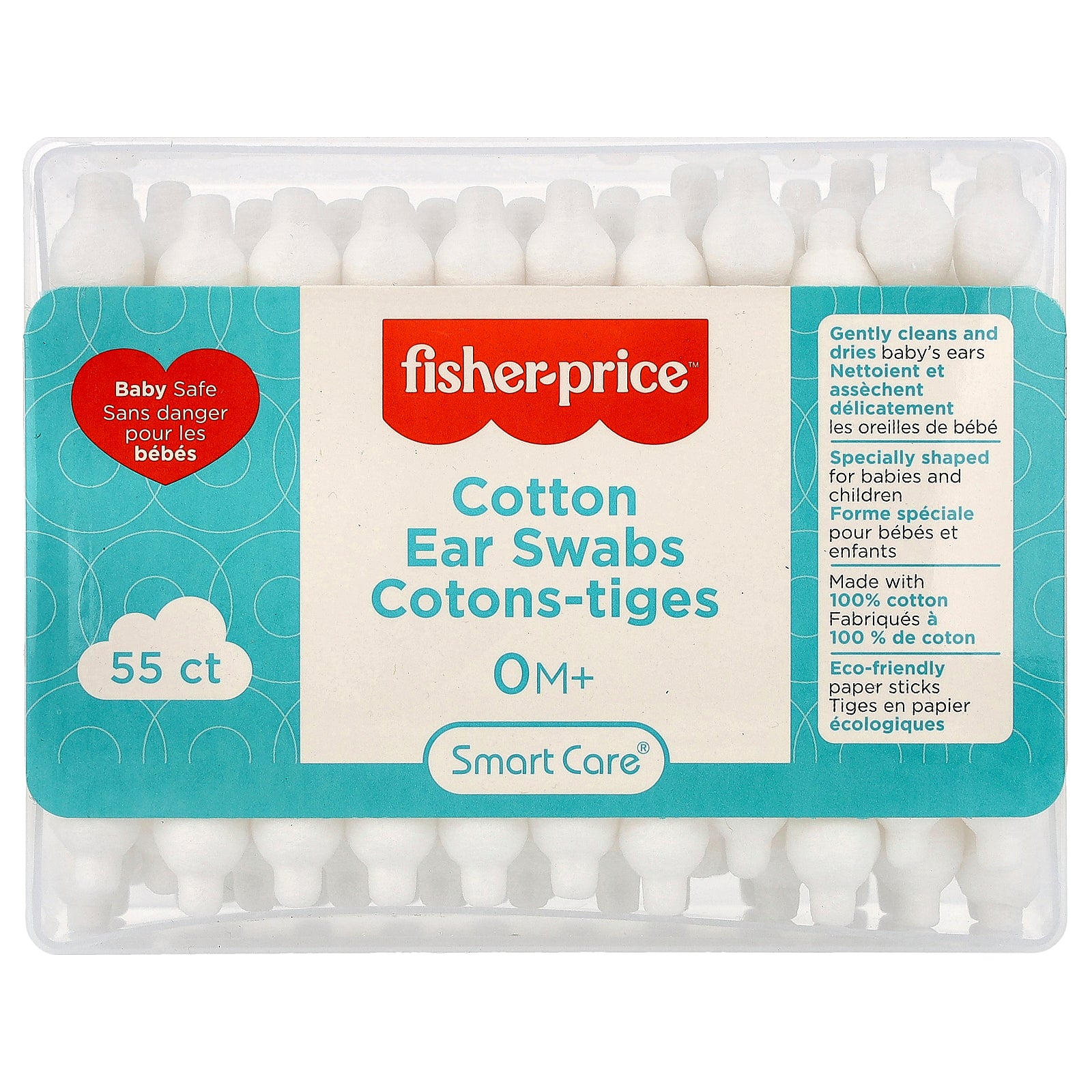 Fisher-Price, Cotton Ear Swabs, 0+ Months, 55 Count