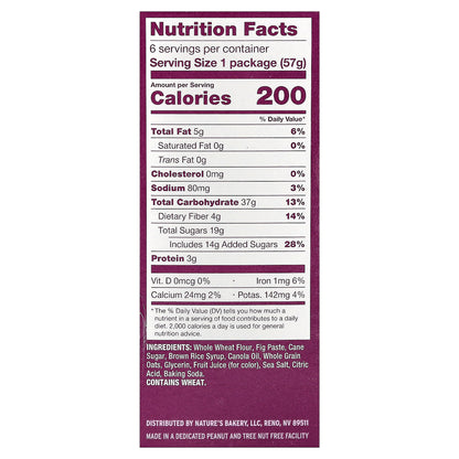 Nature's Bakery, Fig Bar, Original Fig, 6 Twin Packs, 2 oz (57 g) Each