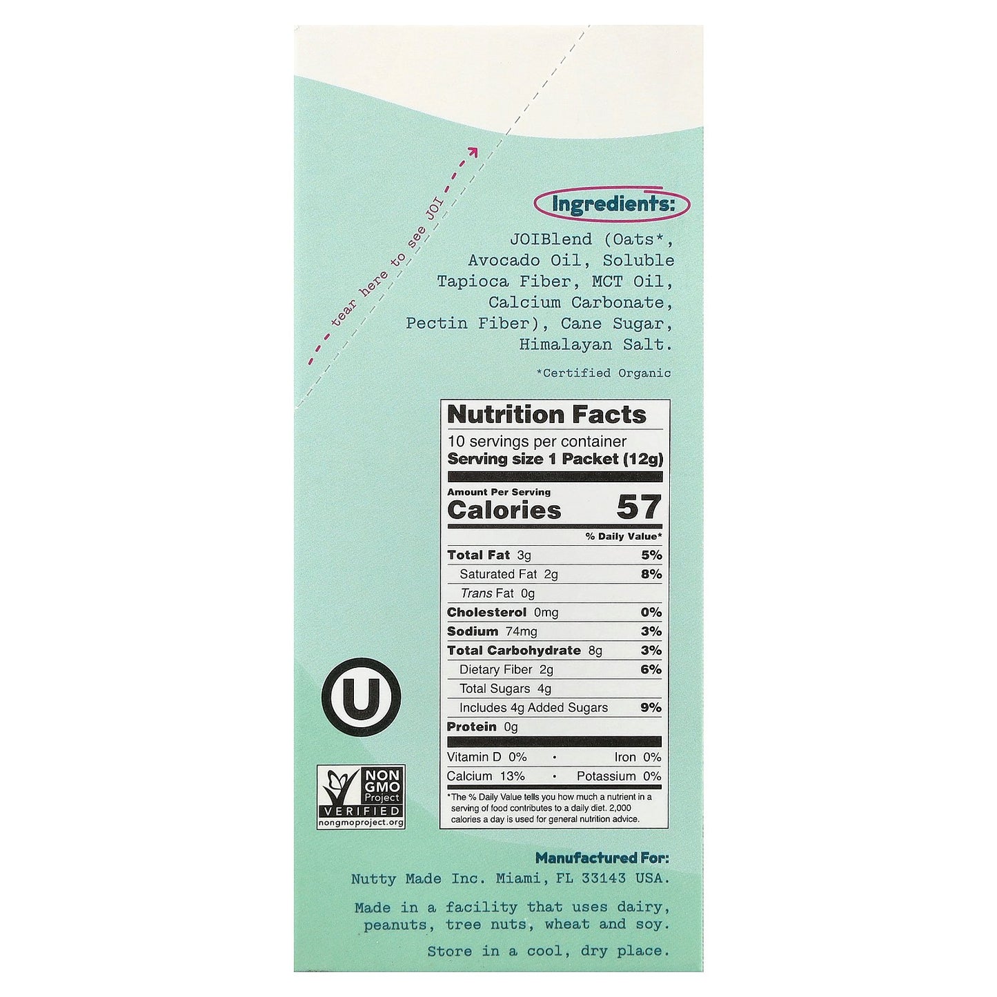 JOI, Oat Milk Creamer, Original, 10 Packets, 0.42 oz (12 g) Each