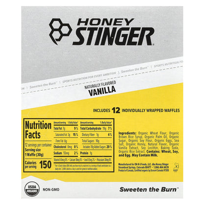 Honey Stinger, Energy Waffle, Vanilla, 12 Waffles, 1.06 oz (30 g) Each