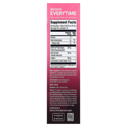 JungKwanJang, Everytime CaloTrim, Green Tea Extract & L-Carnitine Tartrate, 10 Liquid Sticks, 0.34 fl oz (10 ml) Each