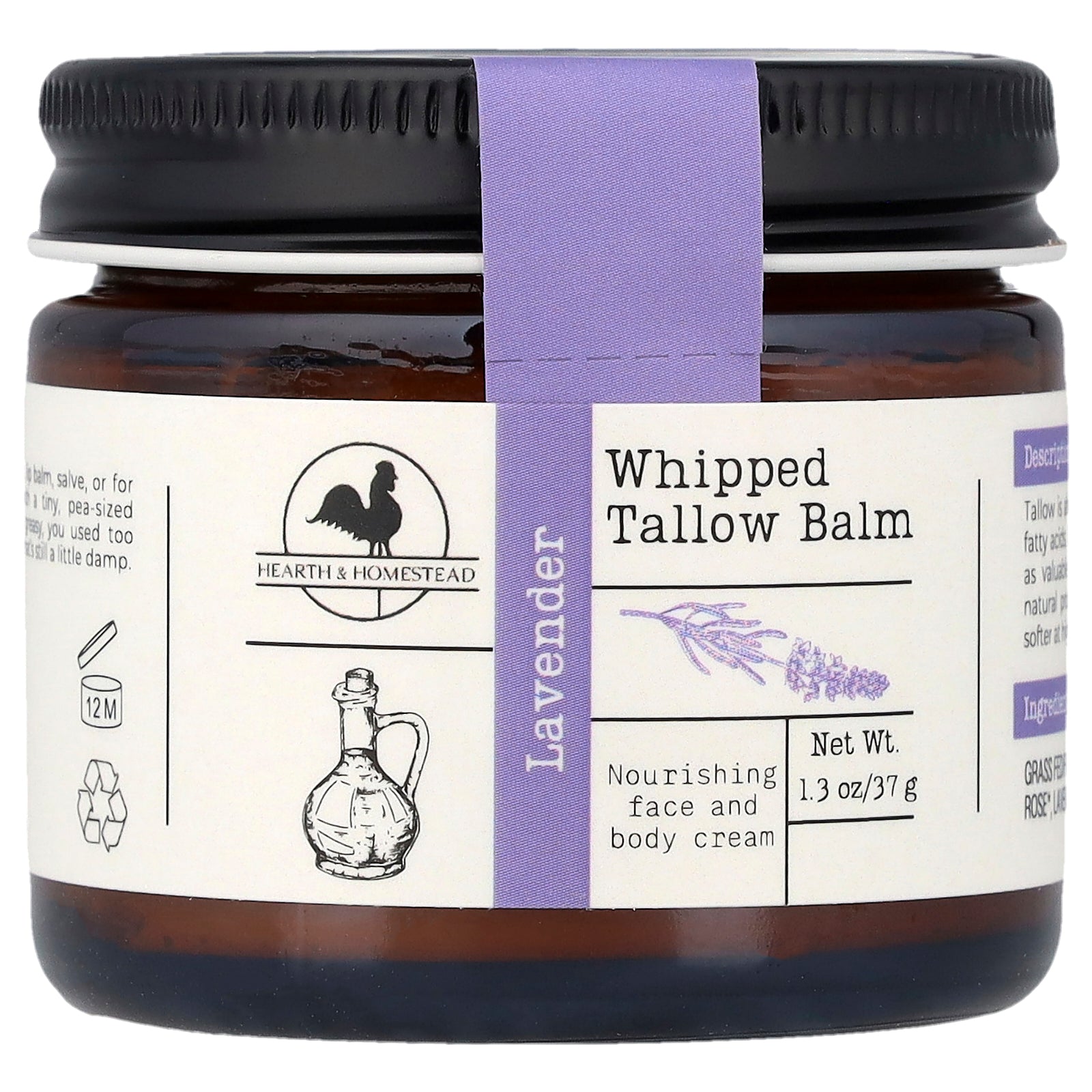 Hearth and Homestead, Whipped Tallow Balm, Lavender, 1.3 oz (37 g)