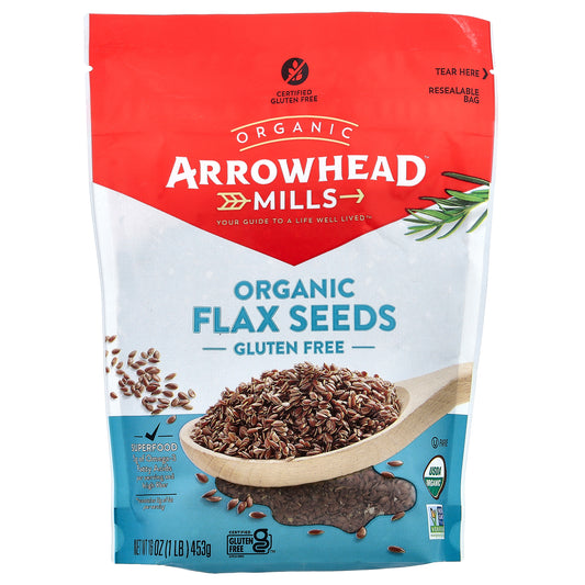 Arrowhead Mills, Organic Flax Seeds, Gluten Free, 1 lb (453 g)