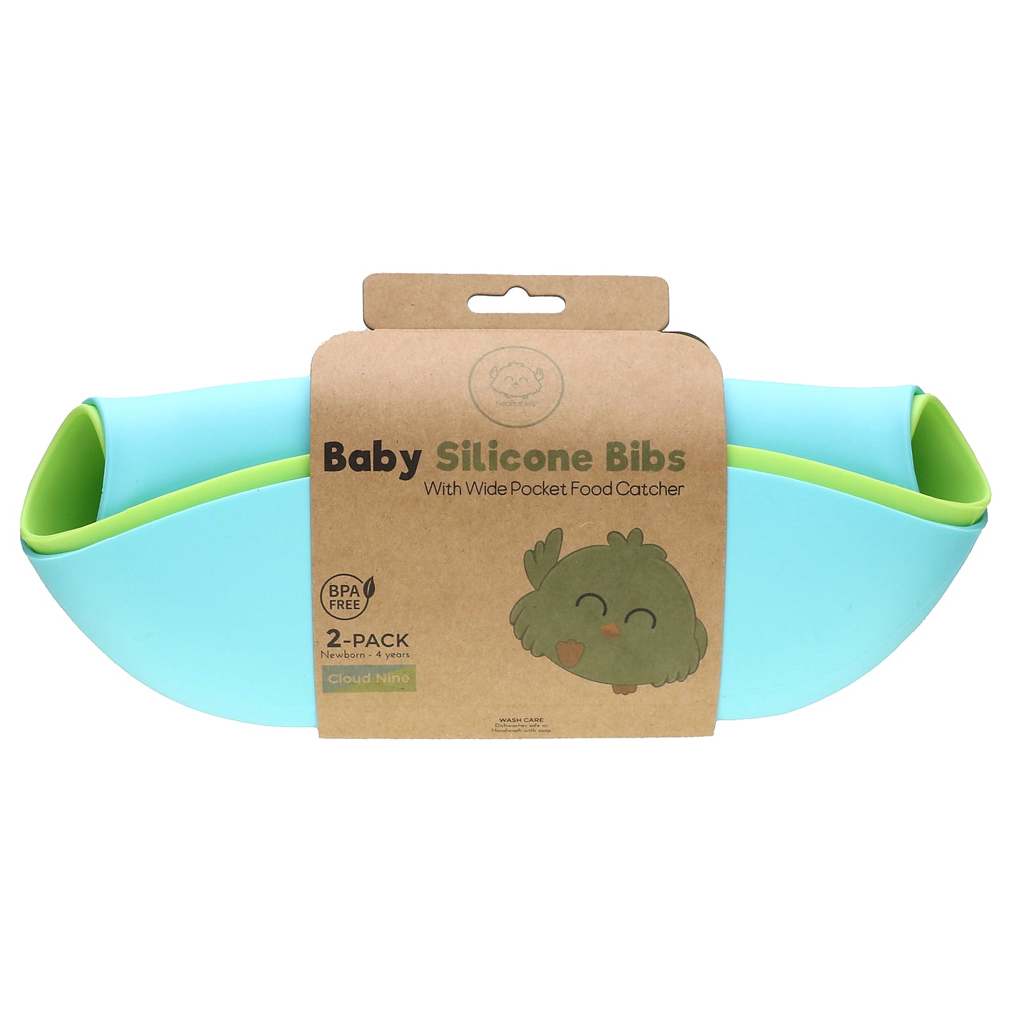 KeaBabies, Baby Silicone Bibs, Cloud Nine, Newborn - 4 Years, 2 Pack