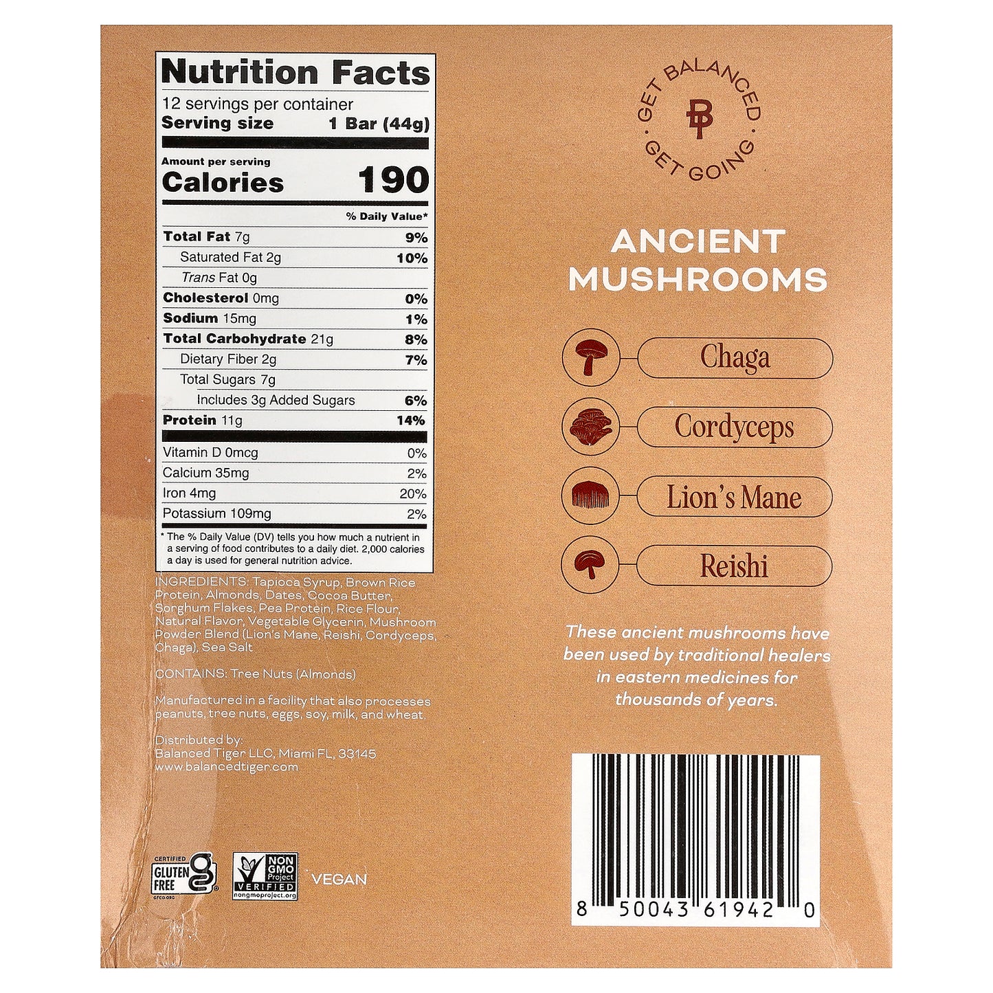 Balanced Tiger, Protein Bar, Vanilla Chai, 12 Bars, 1.55 oz (44 g) Each