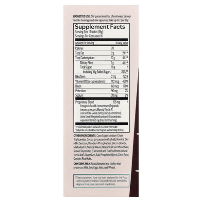 UpSpring, Milkflow®, Drink Mix, Chocolate, 16 Single Serve Packets, 0.53 oz (15 g) Each