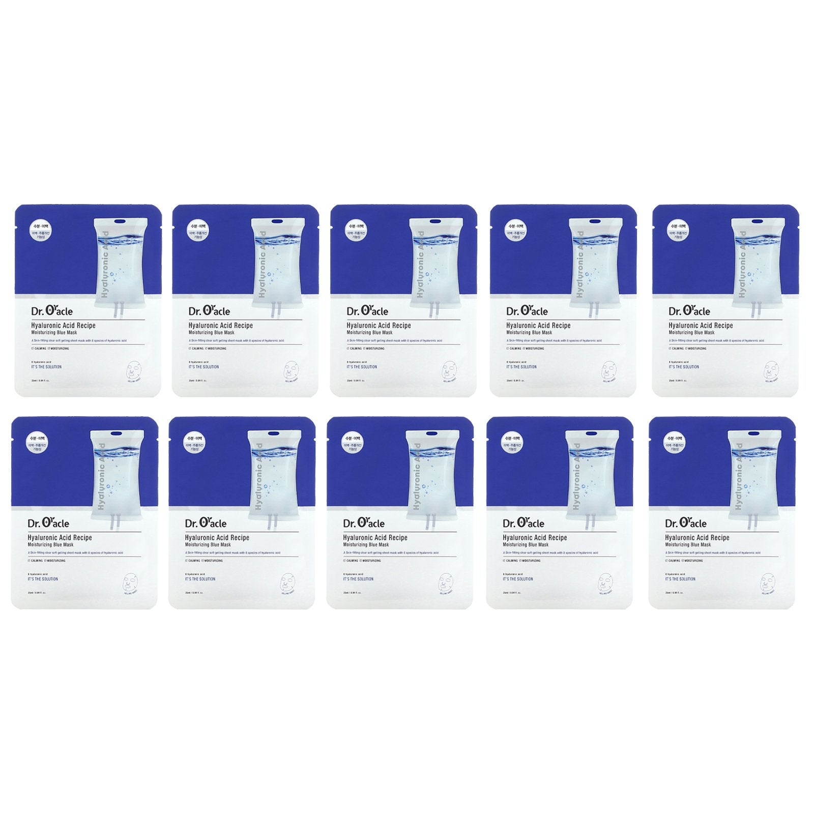 Dr. Oracle, Hyaluronic Acid Recipe, Moisturizing Blue Beauty Mask, 10 Sheets, 0.84 fl oz (25 ml)