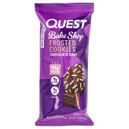Quest Nutrition, Bake Shop Frosted Cookies, Chocolate Cake, 8 Packages, 1.76 oz (50 g) Each