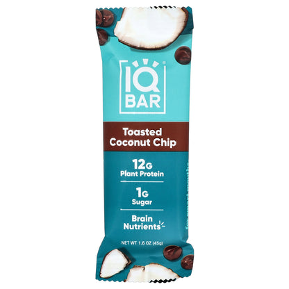 IQBAR, Plant Protein Bars, Toasted Coconut Chip, 12 Bars, 1.6 oz (45 g) Each