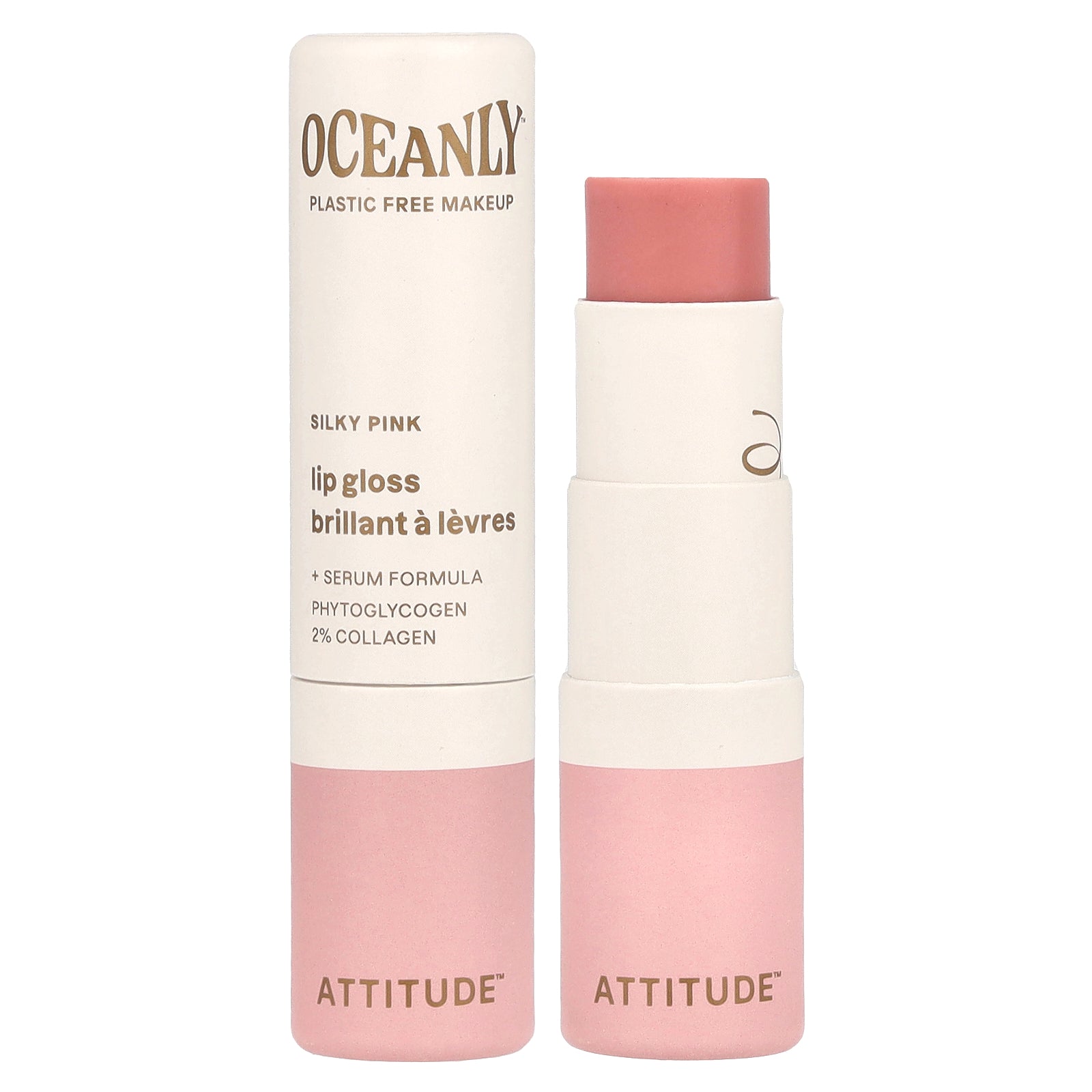 ATTITUDE, Oceanly™, Lip Gloss, Silky Pink, 0.12 oz (3.4 g)