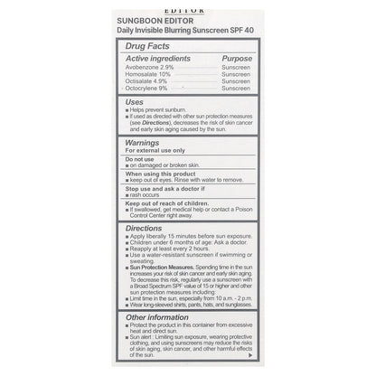 Sungboon Editor, Daily Invisible, Blurring Sunscreen, SPF 40 , 1.69 fl oz (50 ml)