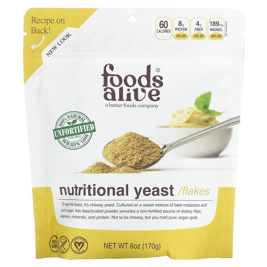 Foods Alive, Nutritional Yeast Flakes, Unfortified, 6 oz (170 g)