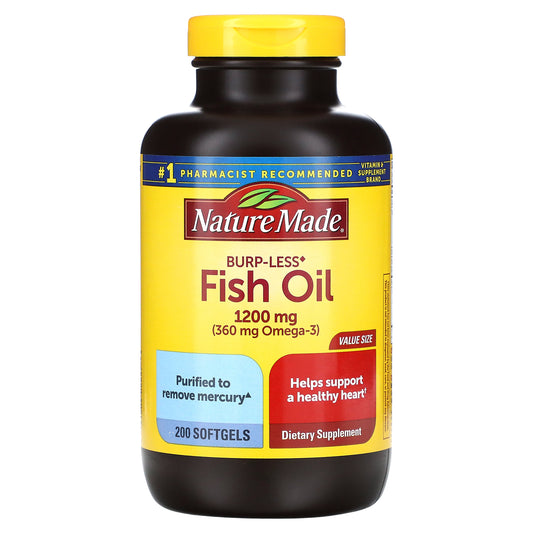 Nature Made, Fish Oil, Burp-Less, 1,200 mg, 200 Softgels