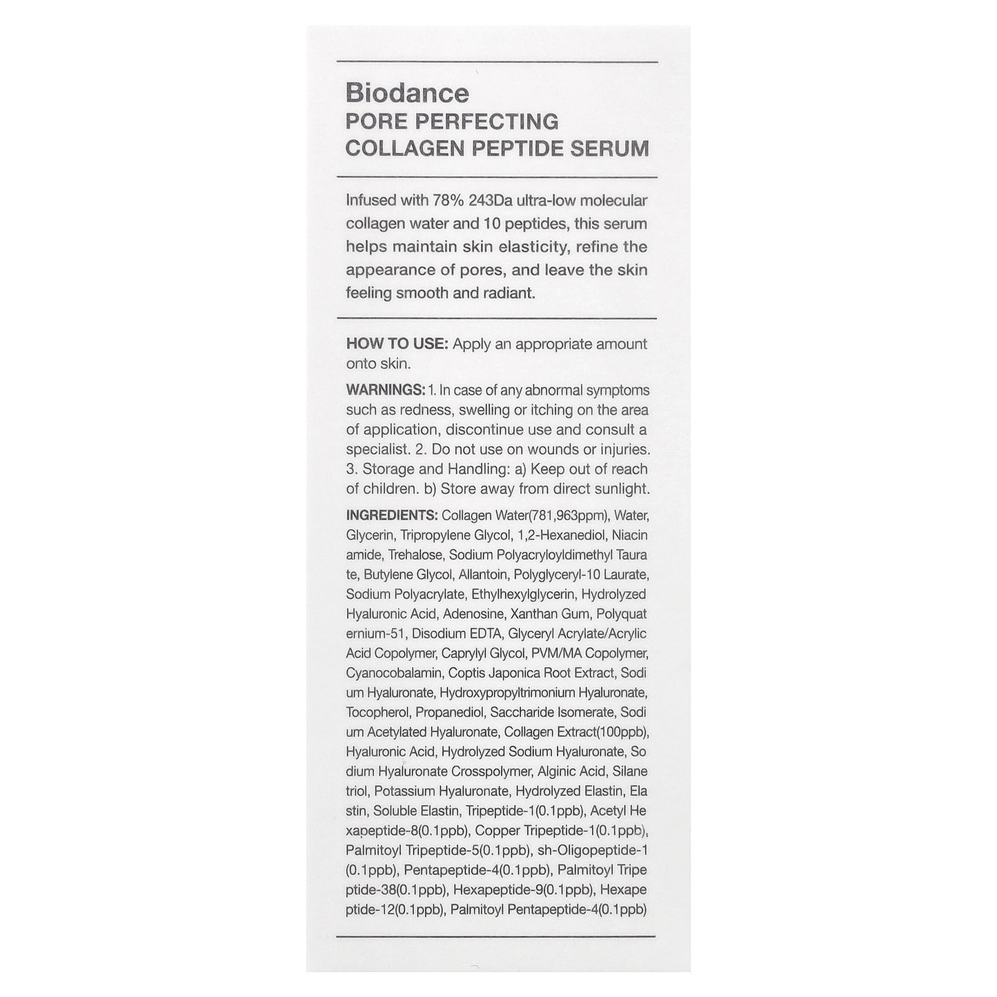 Biodance, Pore Perfecting Collagen Peptide Serum , 1.01 fl oz (30 ml)