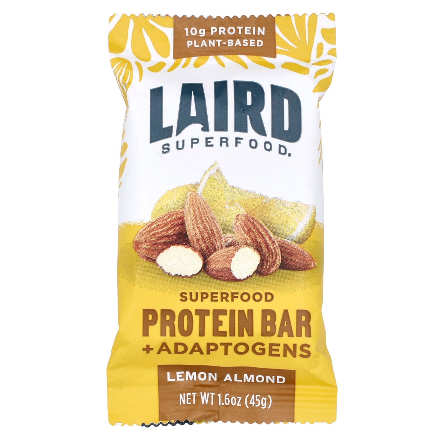 Laird Superfood, Protein Bar + Adaptogens, Lemon Almond, 10 Packs, 1.6 oz (45 g) Each