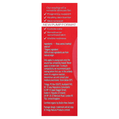 Trilogy, Certified Organic Rosehip Oil, For All Skin Types, 0.34 fl oz (10 ml)