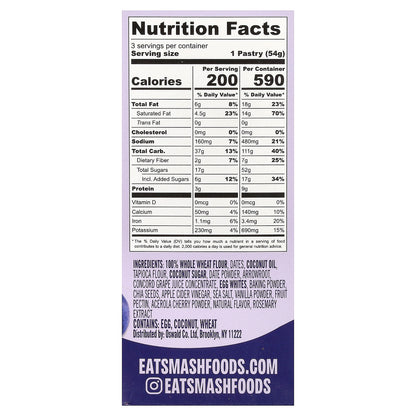 Smash Foods, Toasties™, Concord Grape, 3 Pastries, 1.9 oz (54 g) Each