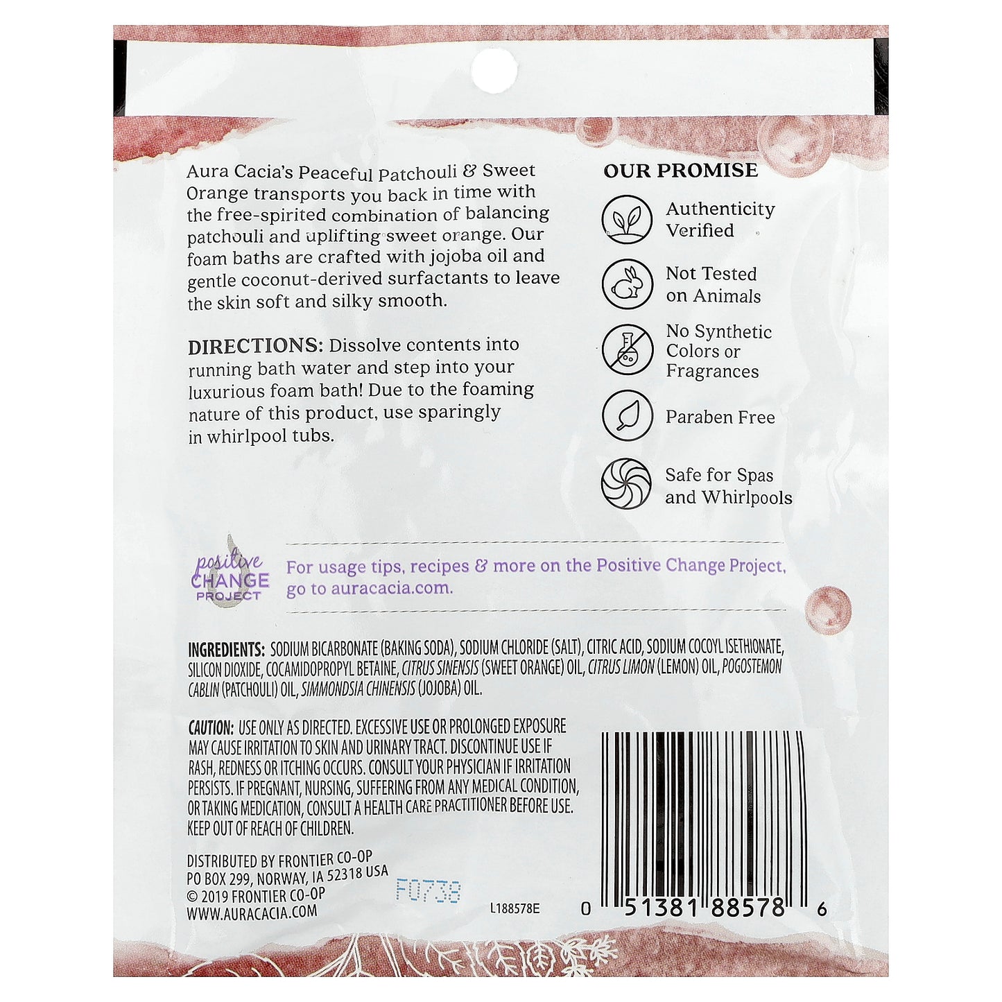 Aura Cacia, Aromatherapy Foam Bath, Patchouli & Sweet Orange, 2.5 oz (70.9 g)
