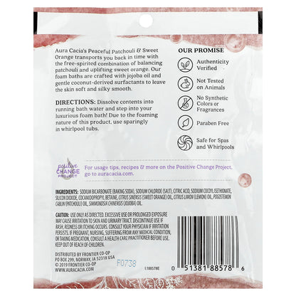 Aura Cacia, Aromatherapy Foam Bath, Patchouli & Sweet Orange, 2.5 oz (70.9 g)