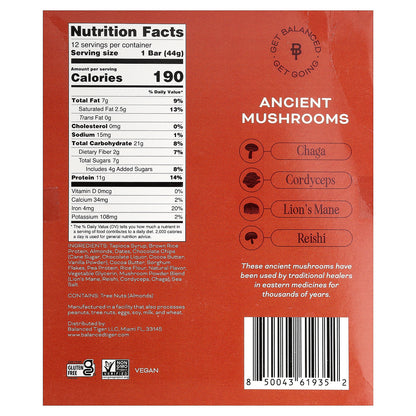 Balanced Tiger, Protein Bar, Chocolate Chip Cookie Dough, 12 Bars, 1.55 oz (44 g) Each