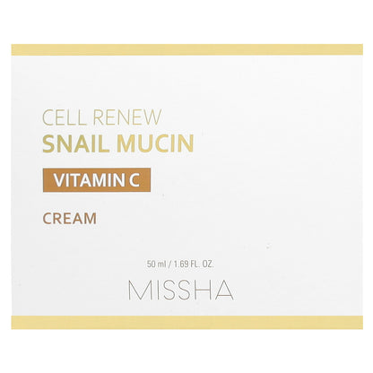 Missha, Cell Renew Snail Mucin, Vitamin C Cream , 1.69 fl oz (50 ml)