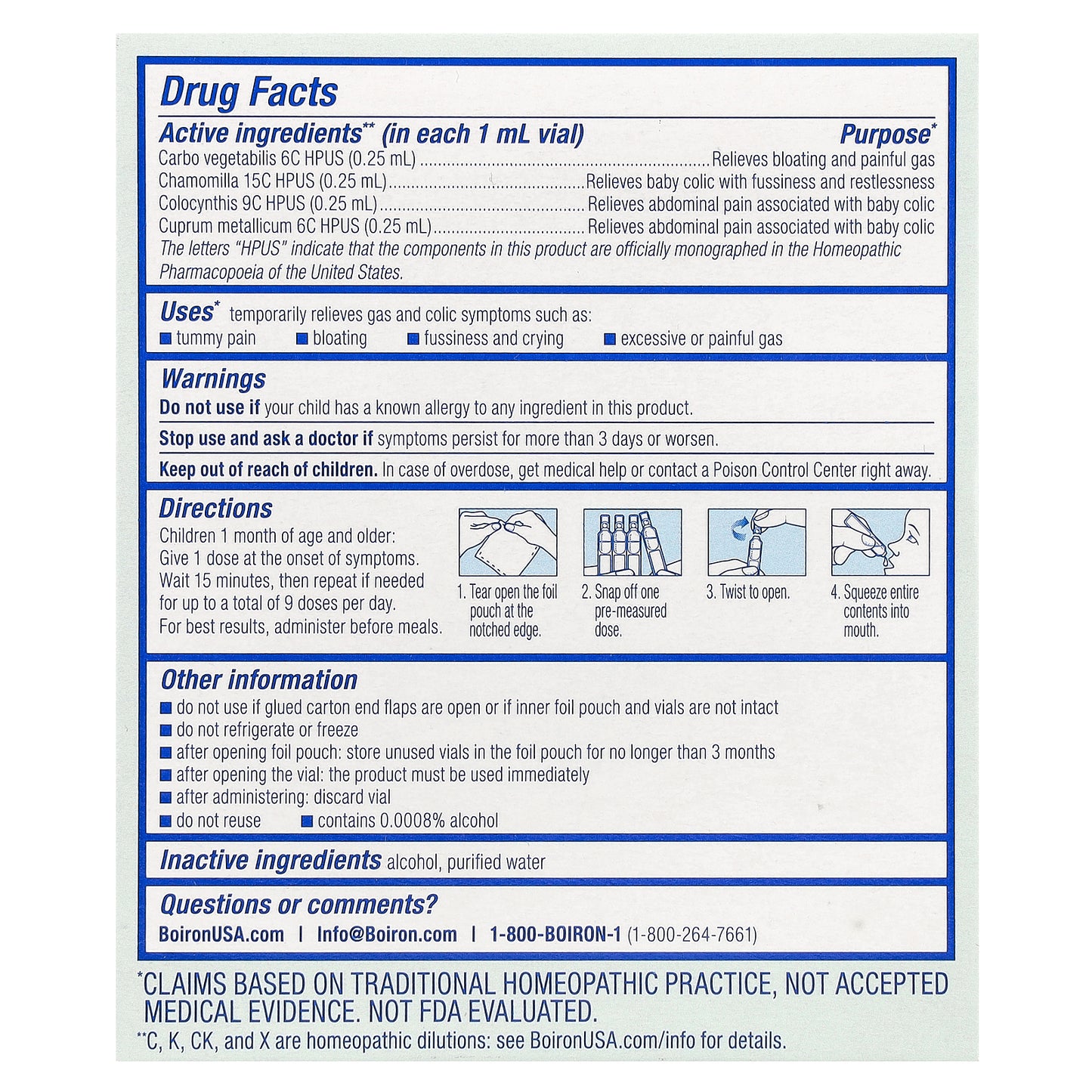 Boiron, Camilia Tummy, Liquid Doses, 1 Month +, 30 Doses, 0.34 fl oz (1ml) Each