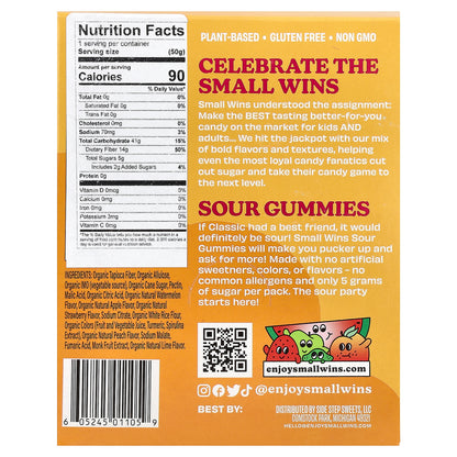 Enjoy Small Wins, Gummies, Sour Pack, Peach, Strawberry, Green Apple, Watermelon-Lime, 6 Packs, 1.8 oz (50 g) Each