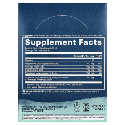 True Grace, ElectroMag™, Electrolyte Powder, Grapefruit, 16 Stick Packs, 0.21 oz (6.09 g) Each
