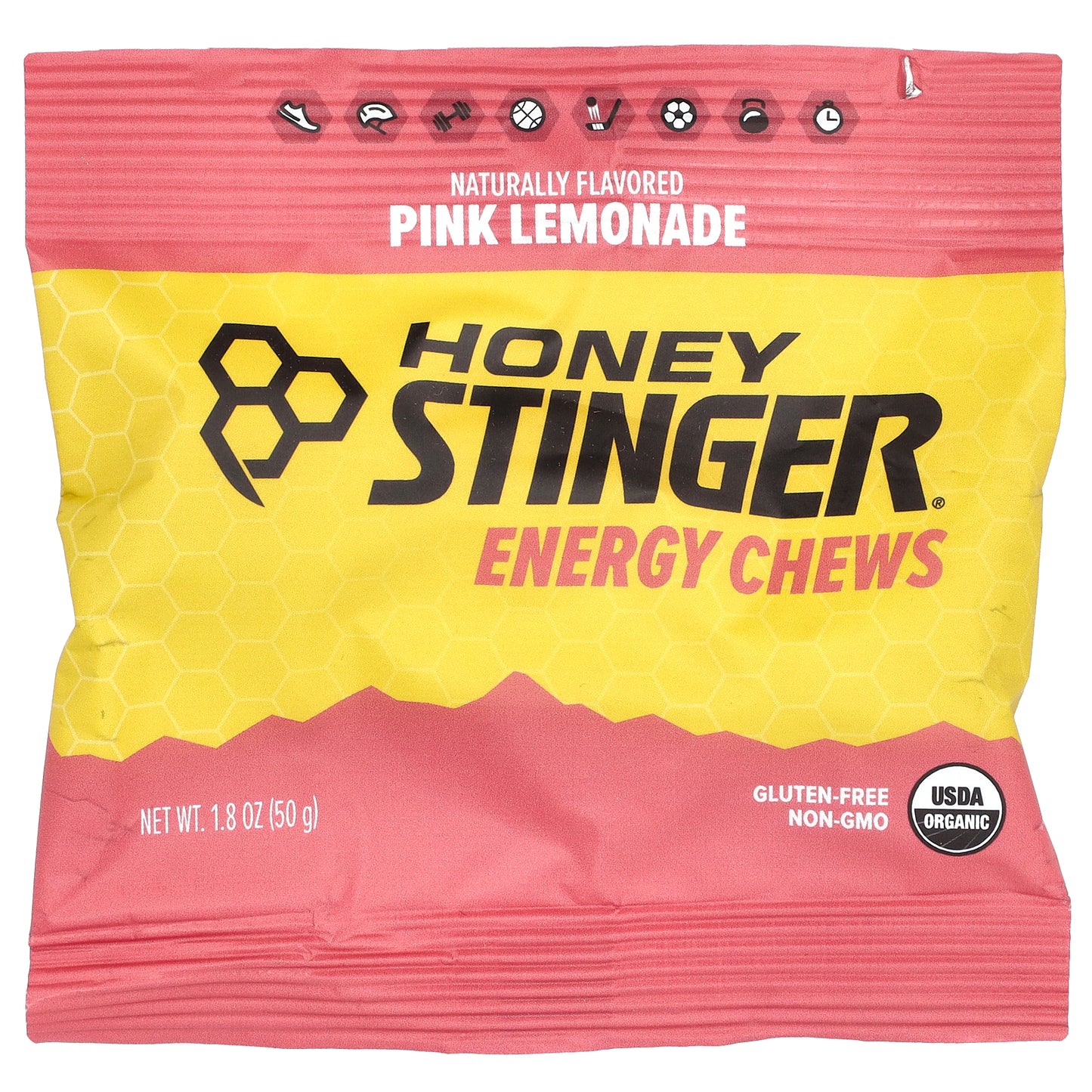 Honey Stinger, Energy Chews, Pink Lemonade, 12 Packets, 1.8 oz (50 g) Each