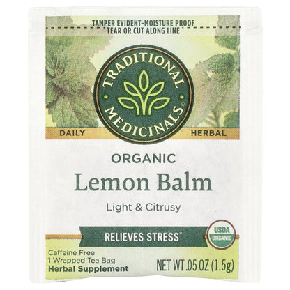 Traditional Medicinals, Organic Lemon Balm, Caffeine Free, 48 Wrapped Tea Bags, 2.53 oz (72 g)