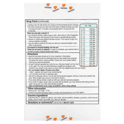Alli, Orlistat, Weight Loss Aid, Refill Pack , 60 mg, 120 Capsules