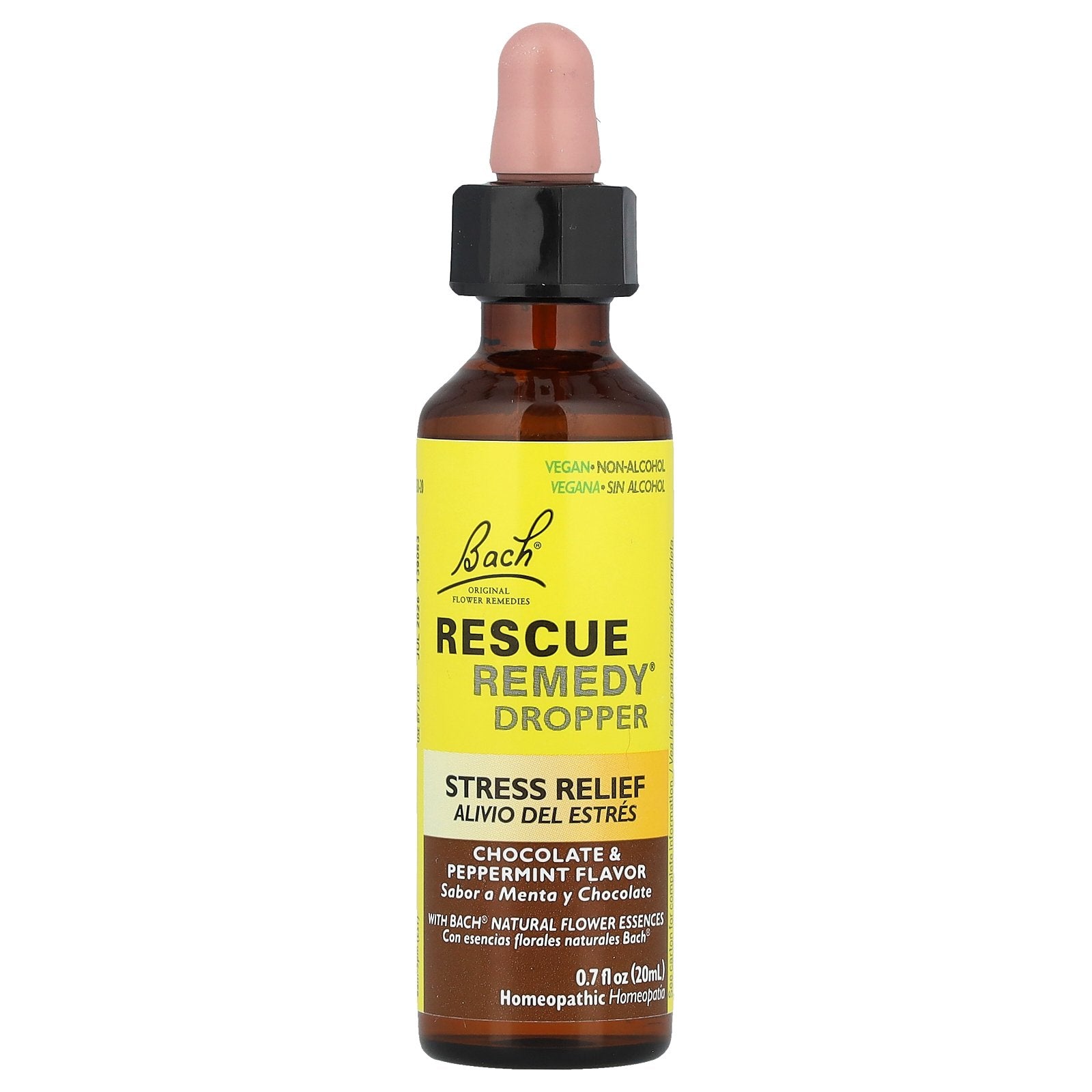 Bach, Rescue Remedy® Dropper, Stress Relief, Chocolate & Peppermint, 0.7 fl oz (20 ml)