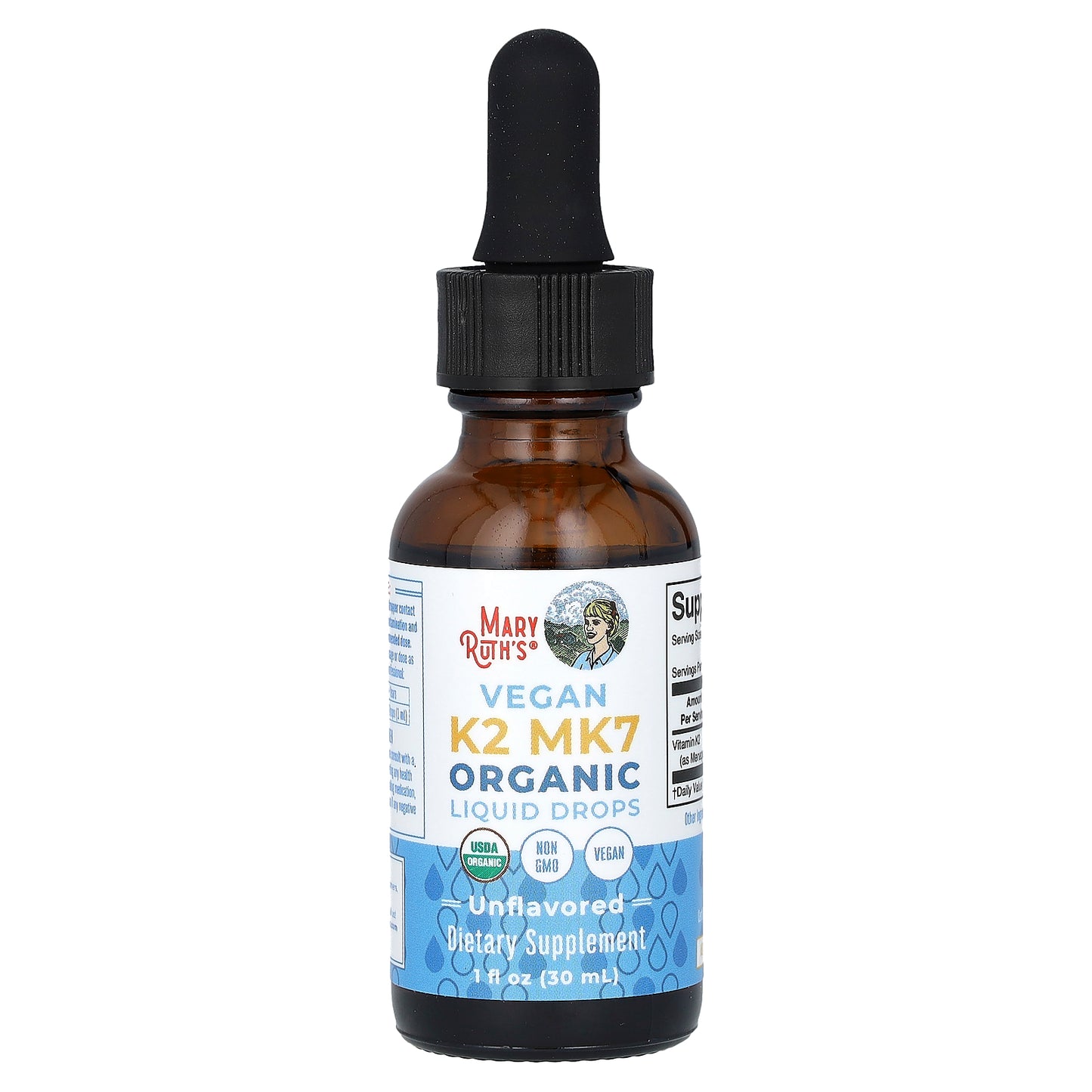 MaryRuth's, Organic Vegan K2 MK7 Liquid Drops, Unflavored, 1 fl oz (30 ml)