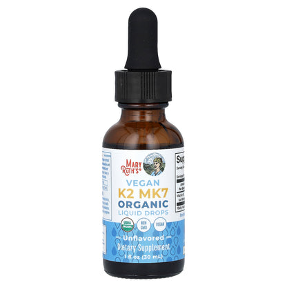 MaryRuth's, Organic Vegan K2 MK7 Liquid Drops, Unflavored, 1 fl oz (30 ml)