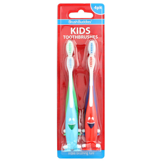 Brush Buddies, Kids Toothbrushes, Soft , 4 Pack