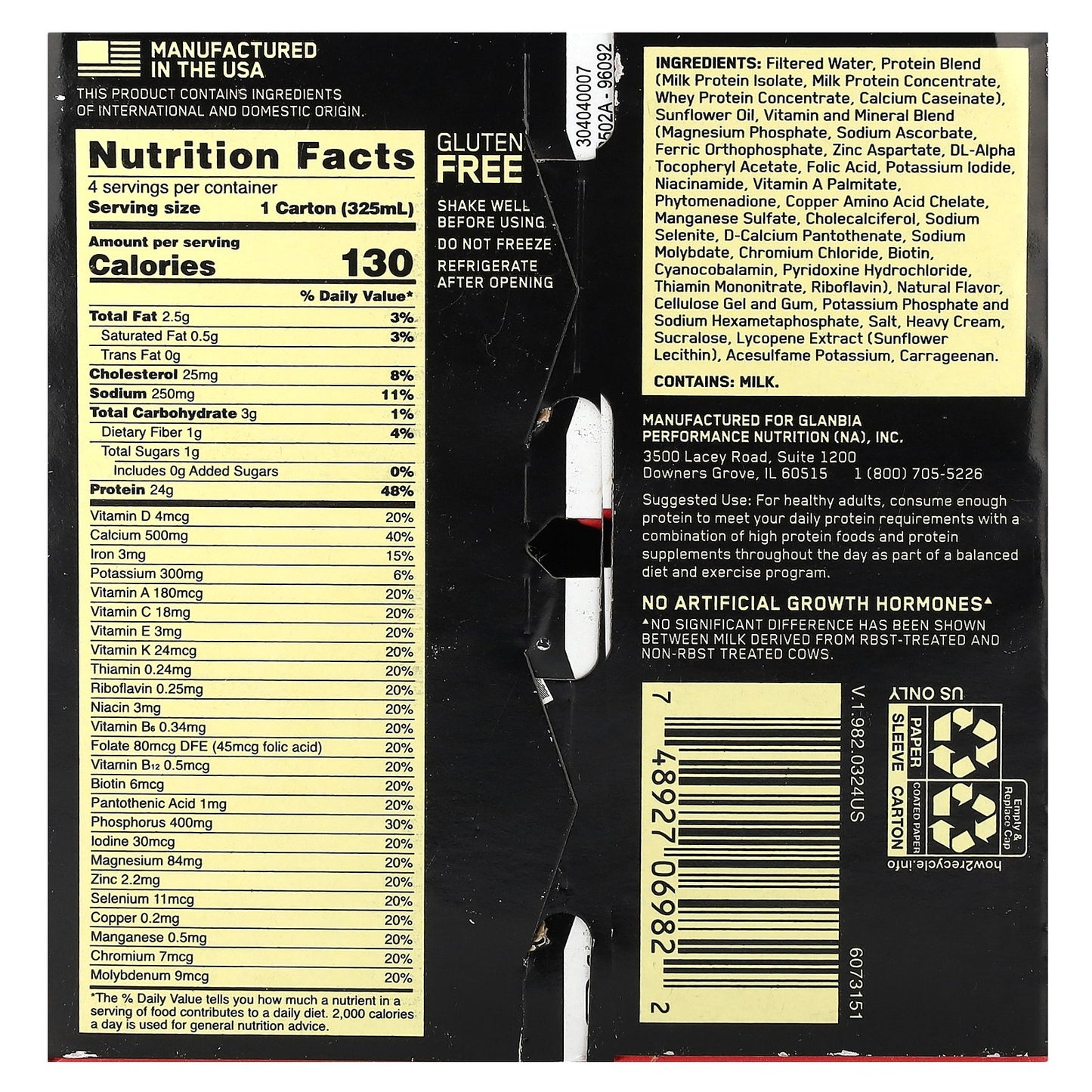 Optimum Nutrition, Gold Standard® Protein Shake, Strawberry, 4 Cartons, 11 fl oz (325 ml) Each