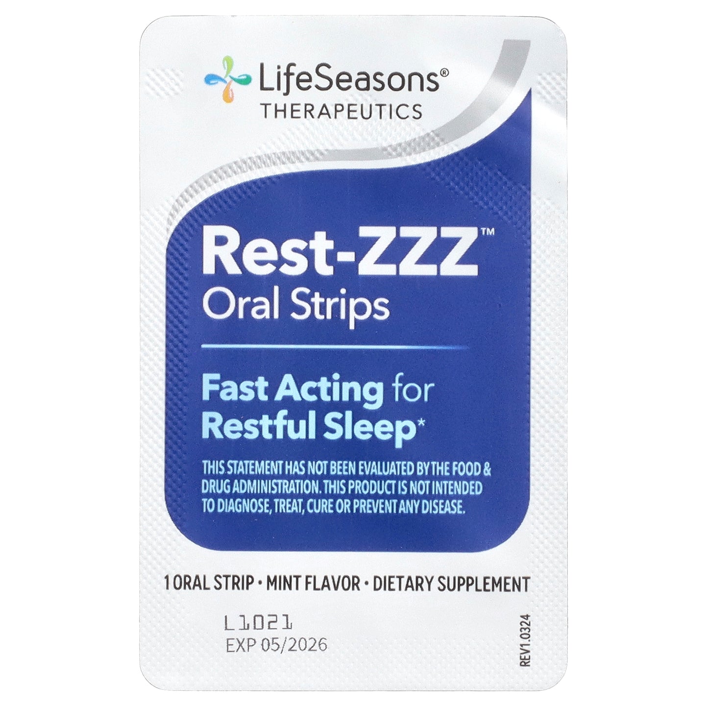 LifeSeasons, Therapeutics, Rest-ZZZ™ Oral Strips, Mint, 30 Strips