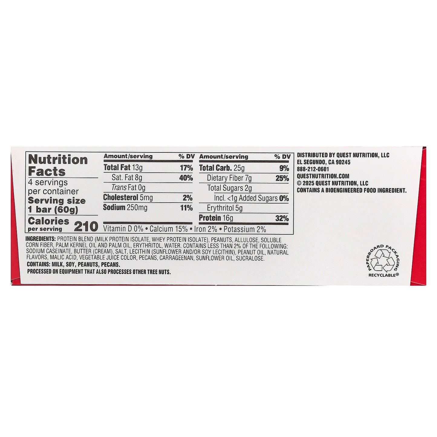 Quest Nutrition, Protein Bar, Crispy Peanut Butter & Jelly, 4 Bars, 2.12 oz (60 g) Each