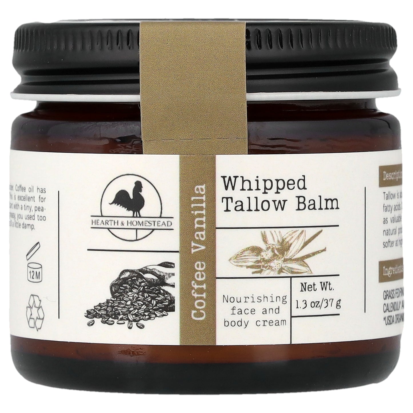 Hearth and Homestead, Whipped Tallow Balm, Coffee Vanilla, 1.3 oz (37 g)